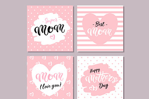 Happy Mother's Day Cards. Pink.