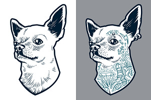 Tattooed Chihuahua Vector Art