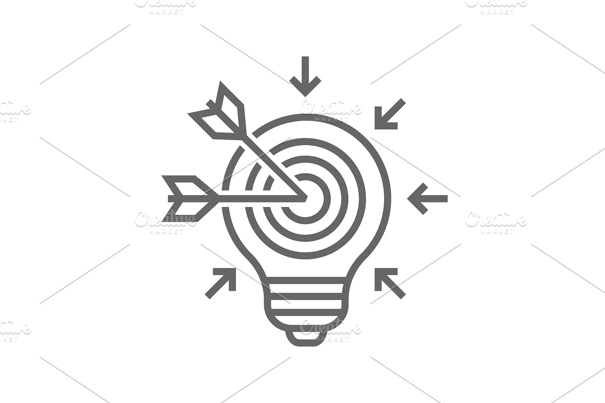 Bulb and target board icon with, an Object Illustration by defmorph