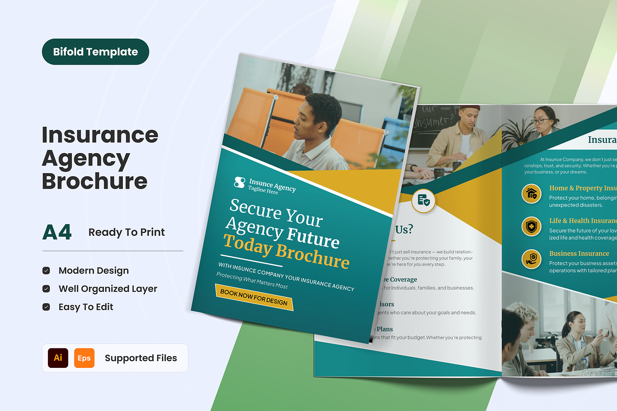 Insurance Agency Brochure Bifold, a Brochure Template by SquidPixey (Photo 1 of 6)