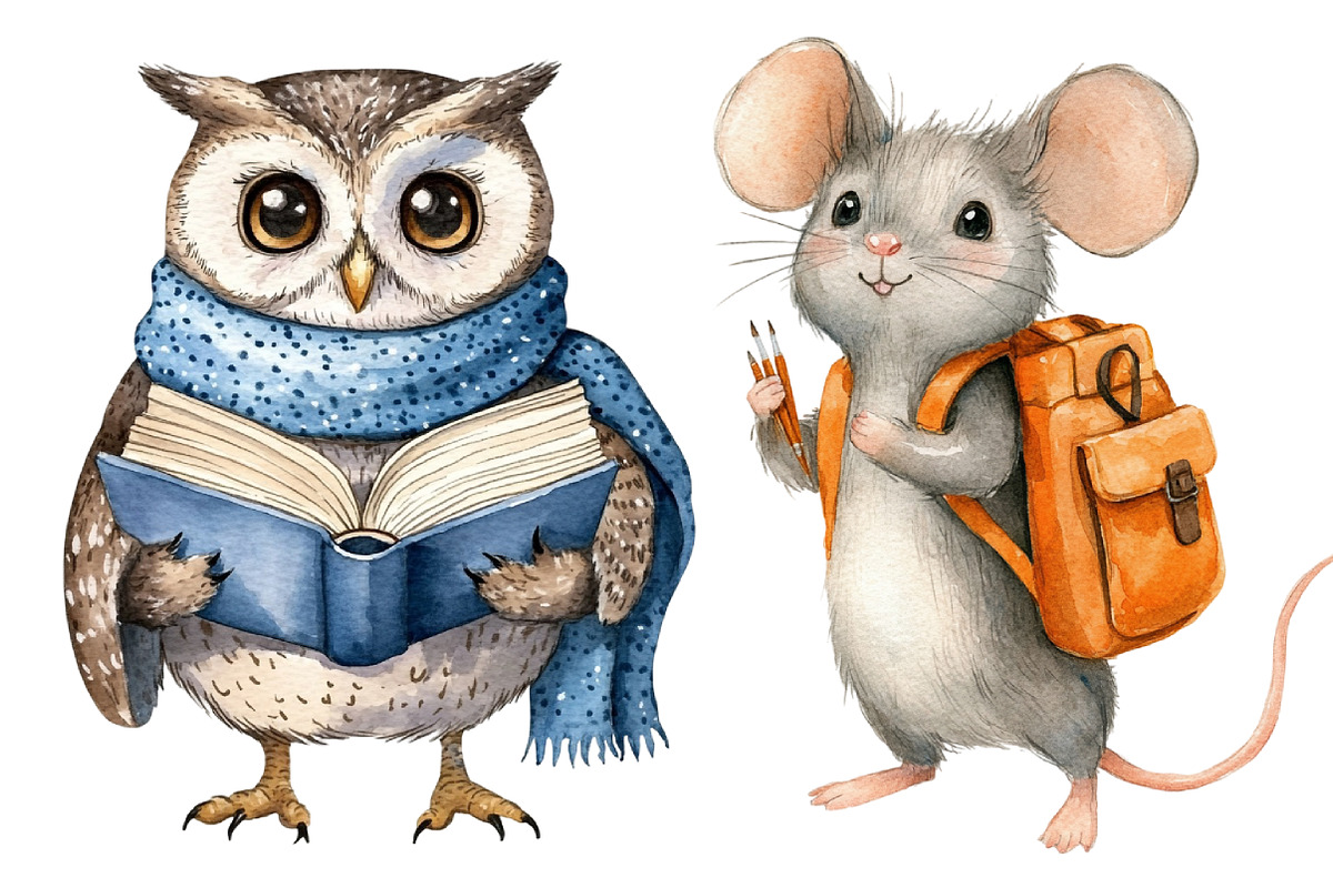 Watercolor School Supplies Clipart, a Seasonal Illustration by CitraGraphics (Photo 5 of 6)