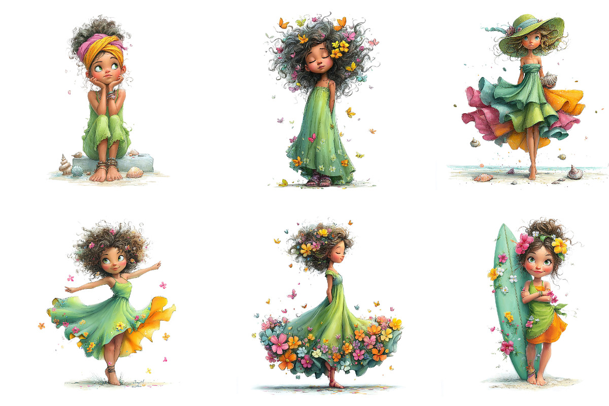 Whimsical Summer Girl Clipart, an Illustration by Dream Creation (Photo 5 of 7)