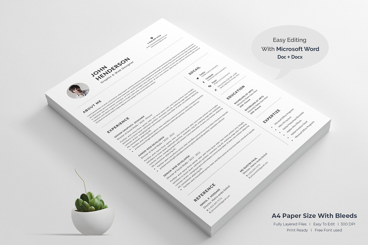 Clean Resume/CV, a Resume Template by Pixavics (Photo 3 of 3)