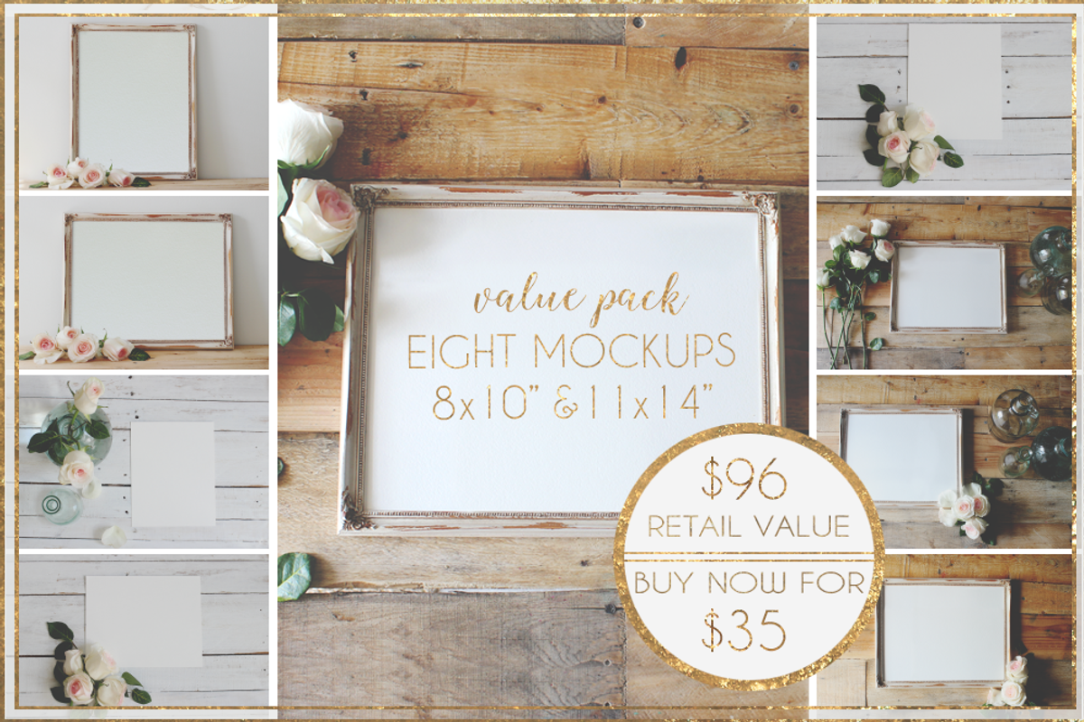 BUNDLE: 8 Aged Mockups 8x10&11x14, a Print Template by WeLivedHappilyEverAfter (Photo 2 of 6)