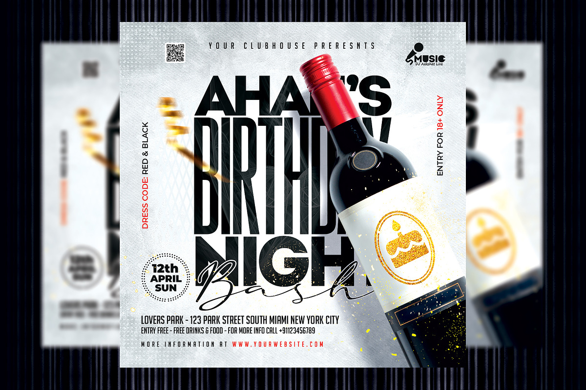 Birthday Night Bash Flyer, a Templates & Theme by MithilaCreation (Photo 1 of 5)