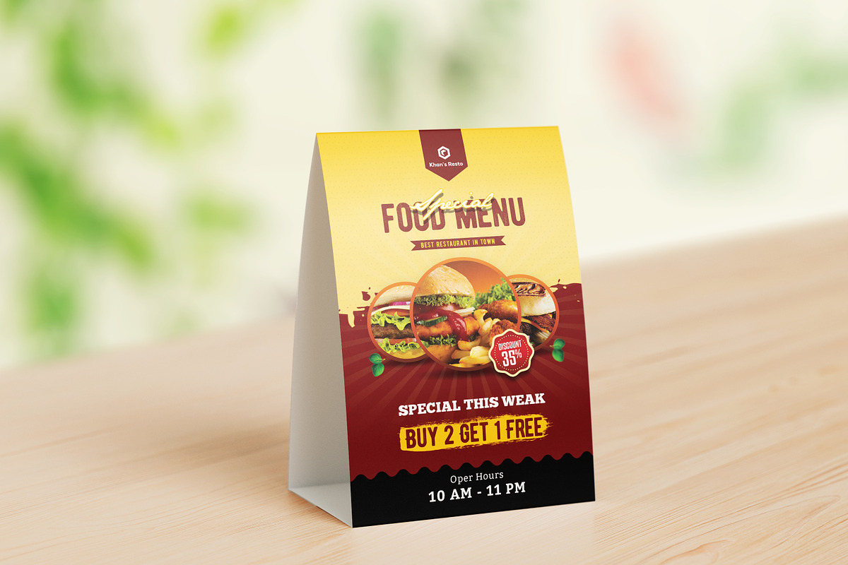 Restaurant Table Tent Flyer, a Poster Template by GreenPixi (Photo 3 of 4)