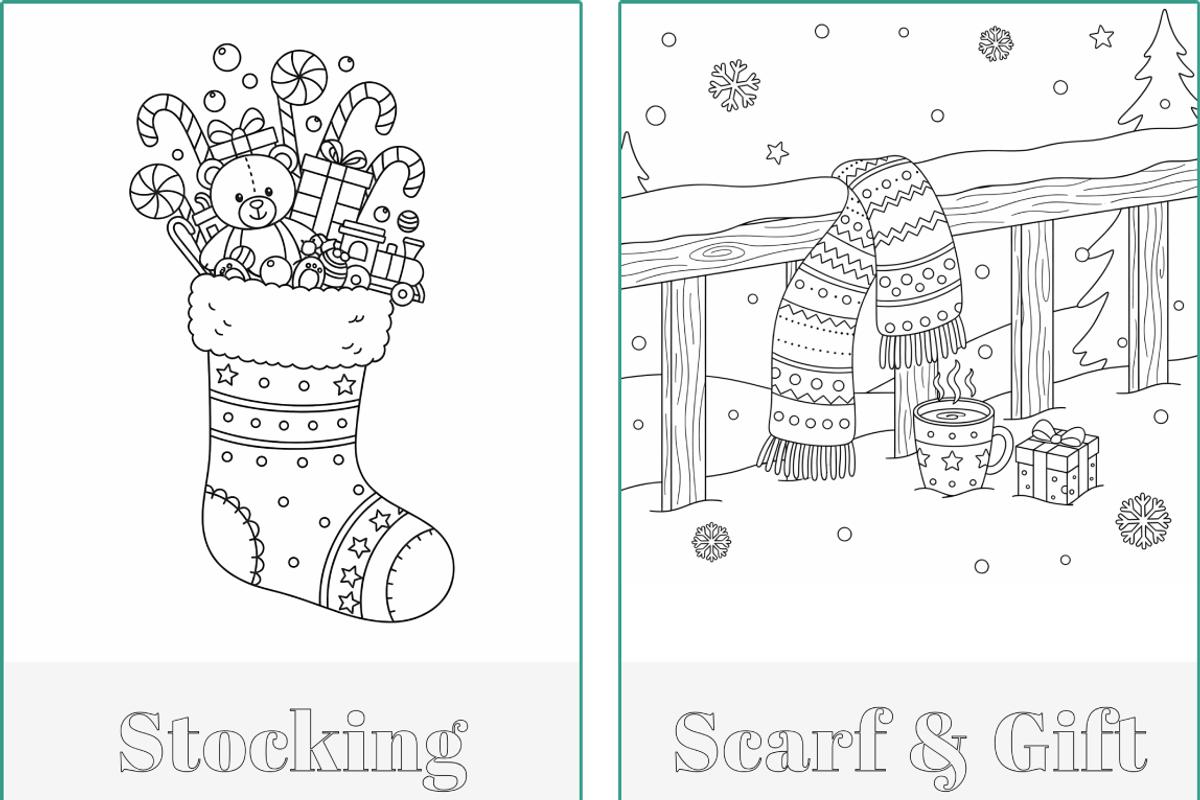 Winter Holidays Xmas Coloring Pages, a Seasonal Illustration by Nuvame Arts & Designs (Photo 15 of 19)