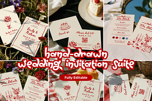 Hand-drawn Wedding Invitation Suite, an Invitation Template by INRASSION