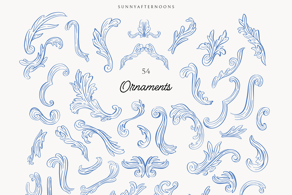 Azure Baroque LineArt, a Decorative Illustration by SunnyAfternoons (Photo 11 of 15)
