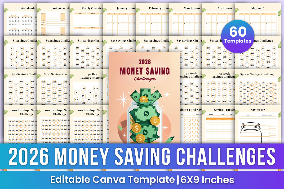 2026 Money Saving Challenges Book, a Stationery Template by Mustafiz (Photo 1 of 8)