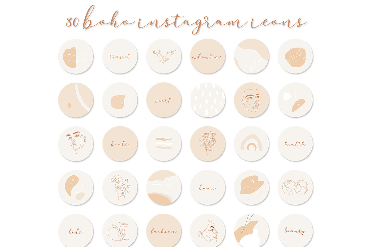 Neutral Bohemian Insta Story icons, a Social Media Template by velychko.ua (Photo 6 of 9)