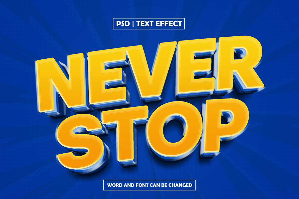 Never stop 3d text effect, a Layer Style Add-On by AP Market (Photo 2 of 2)