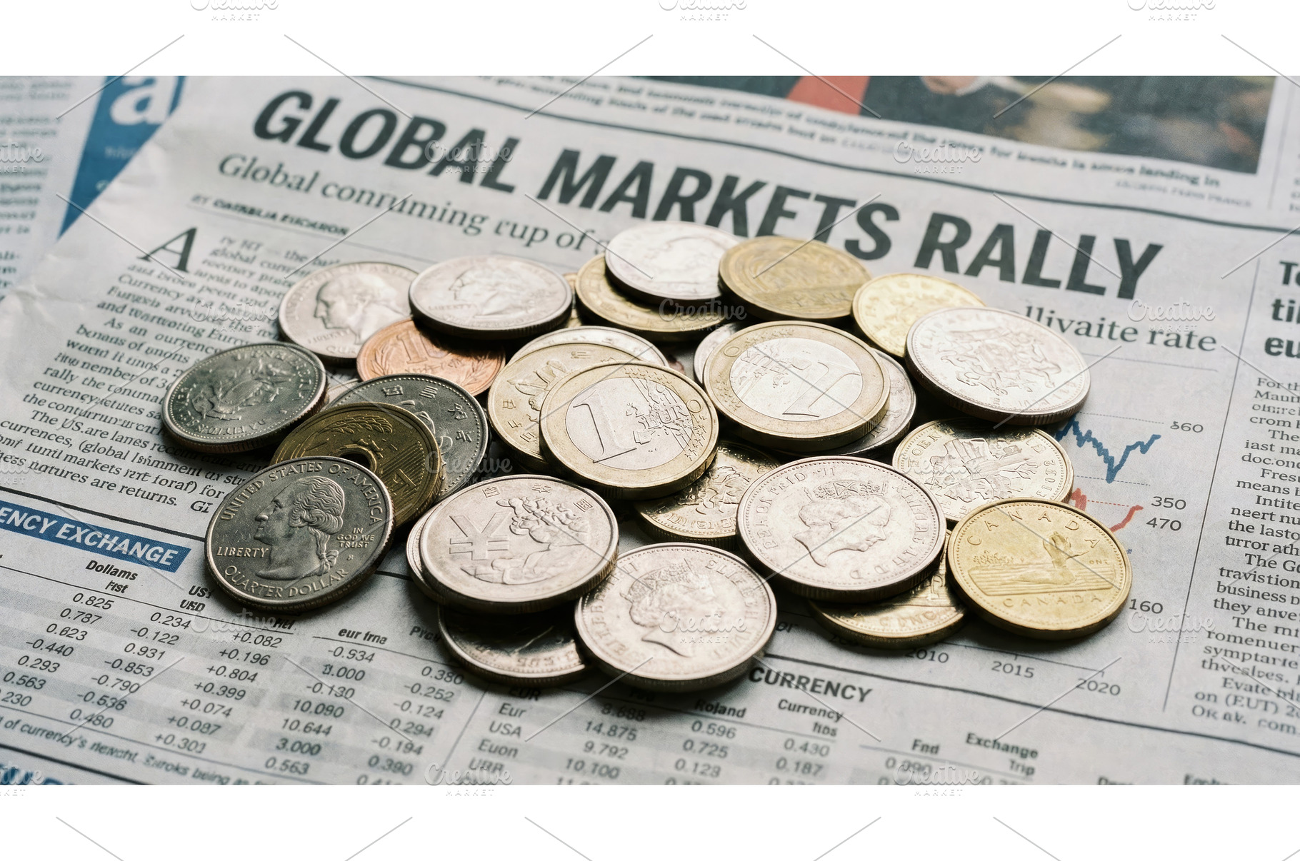 Coins on Currency Report, a Business Photo by CREATIVEDEF
