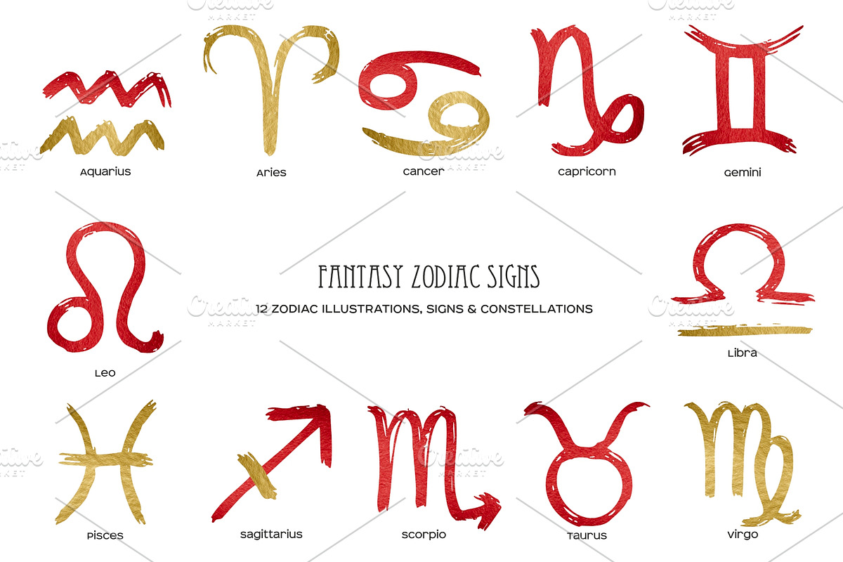 Watercolor Fantasy Zodiac Signs Set, a Person Illustration by Art and Funny (Photo 4 of 7)