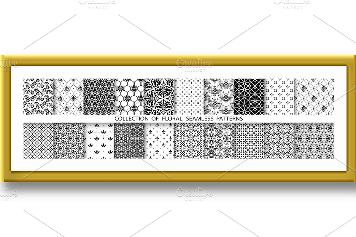 Geometric floral set of seamless, a Decorative Illustration by RODINA (Photo 2 of 3)