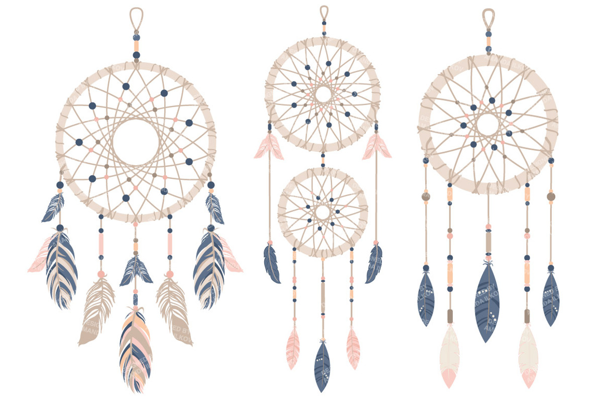 Navy & Blush Dreamcatcher Clipart, an Illustration by Amanda Ilkov (Photo 3 of 4)