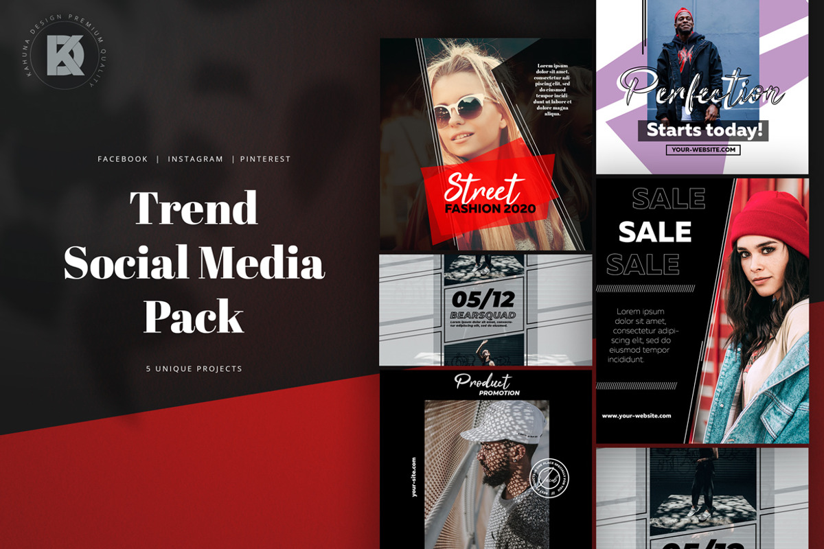 Trend Social Media Pack, a Social Media Template by Kahuna Design (Photo 1 of 6)