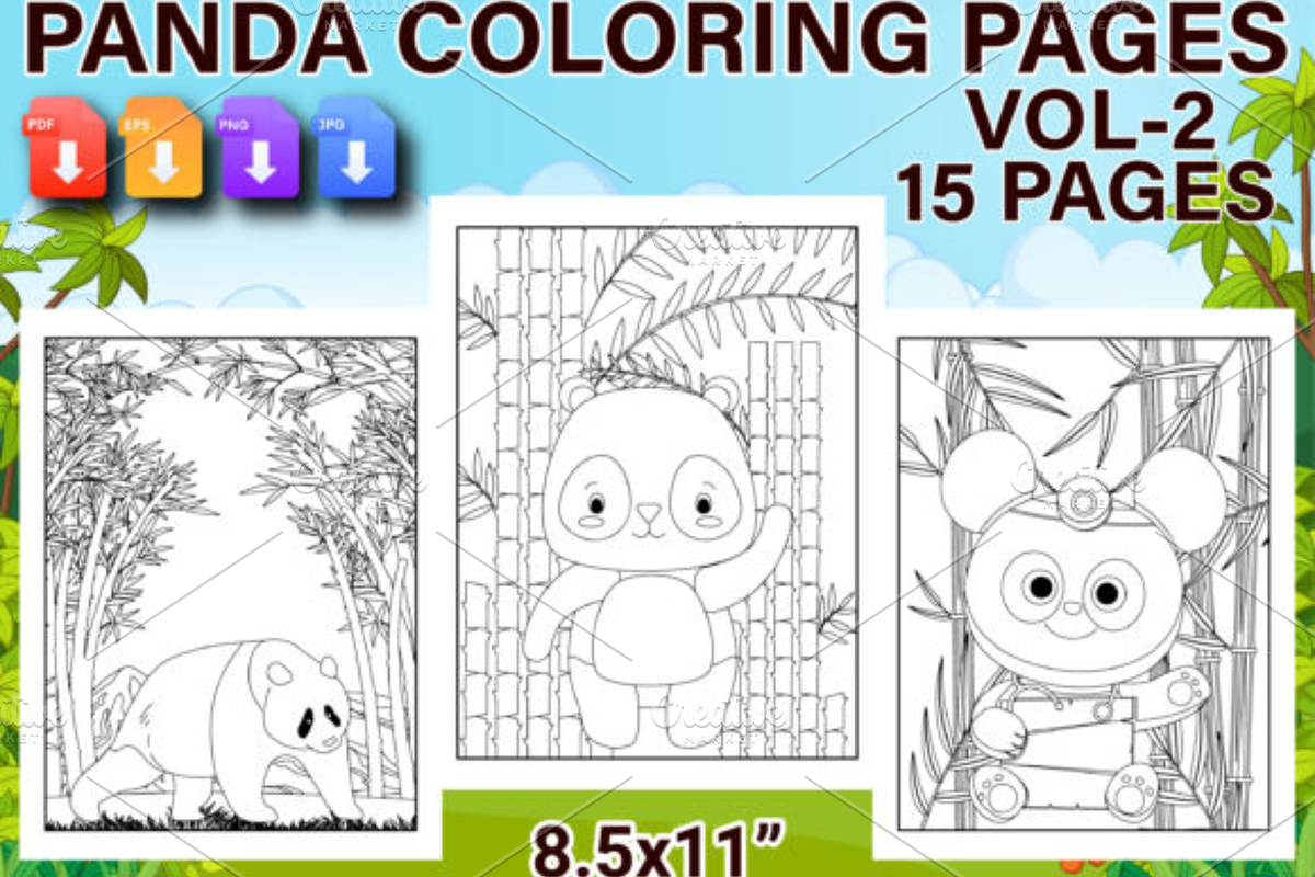 Cute Panda Coloring Pages for KDP, an Animal Illustration by Akrinity Digital (Photo 1 of 3)