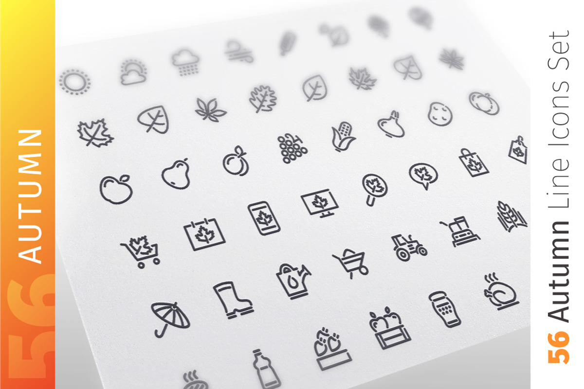 Autumn Line Icons Set, an Outline Icon by Voysla's Shop (Photo 1 of 4)