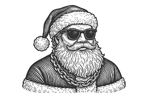 Cool modern Santa Claus with gold, an Illustration by AlexArt