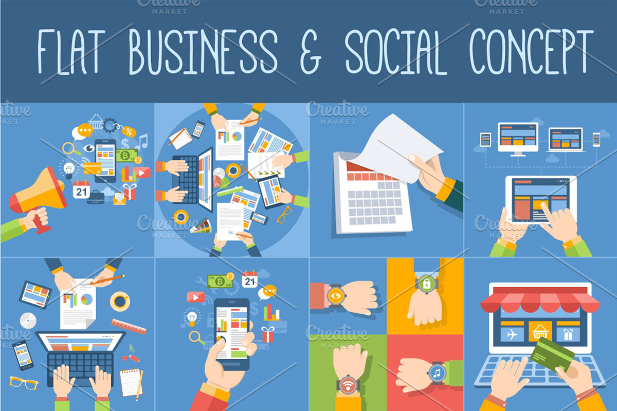 Flat Business & Social Concept, a Work Illustration by Rosa Puchalt (Photo 2 of 2)