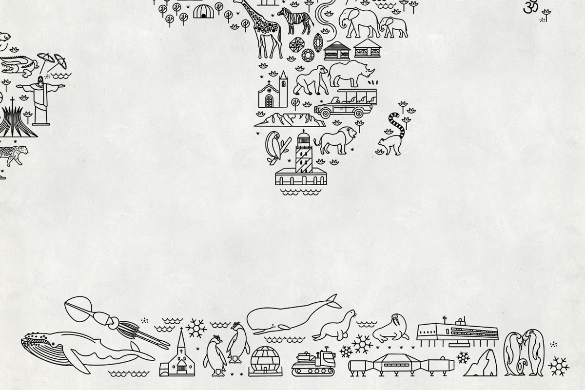 World Travel Line Icons Map, an Illustration by Moloko88 (Photo 6 of 7)