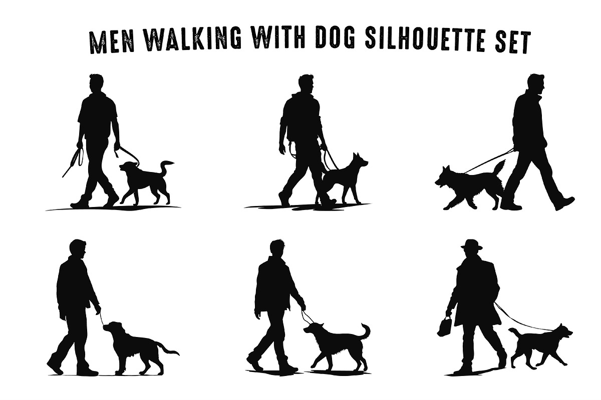 Man Walking with a Dog Silhouettes, an Animal Illustration by Gfx Expert Team (Photo 2 of 3)