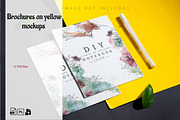 Brochures on yellow mockup set, a Brochure Template by YuMyart (Thumbnail 1 of 6)