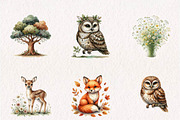 Whimsical Woodland Animals Clipart, a Seasonal Illustration by CreationArt (Thumbnail 2 of 7)