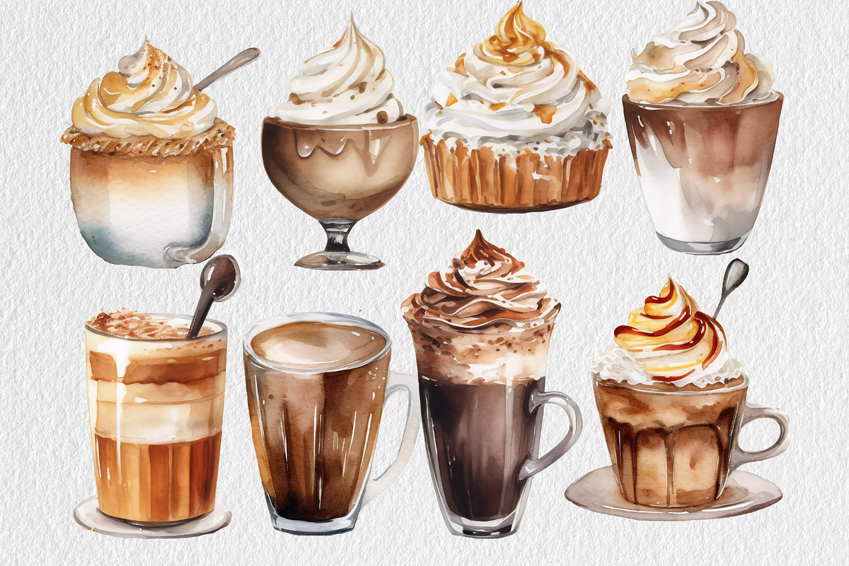 Coffee Whipped Cream Watercolor Set, a Graphic by Colorsfav (Photo 3 of 6)
