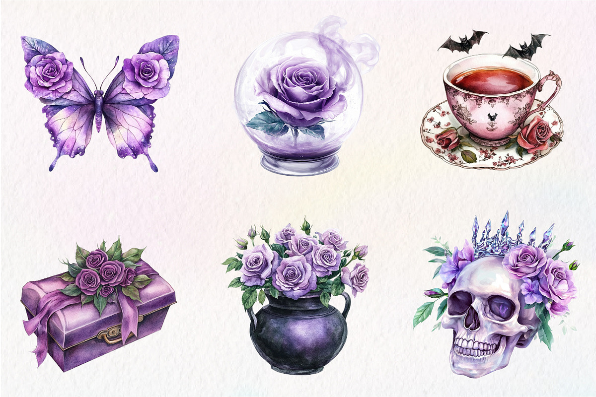 Halloween & Purple Roses Clipart, an Illustration by CreationArt (Photo 6 of 9)