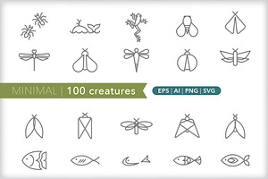 Minimal 100 Creature Icons