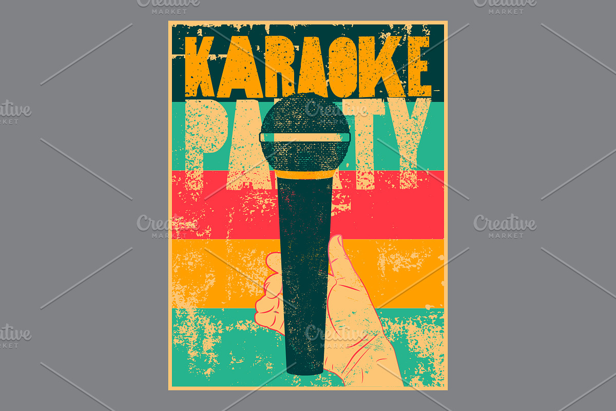 Karaoke Party vector poster set., an Object Illustration by PoPaShop (Photo 9 of 9)
