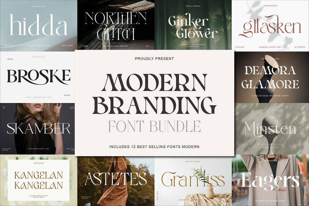 Modern Branding Font Bundle, a Serif Font by Muflieart | Creative Market
