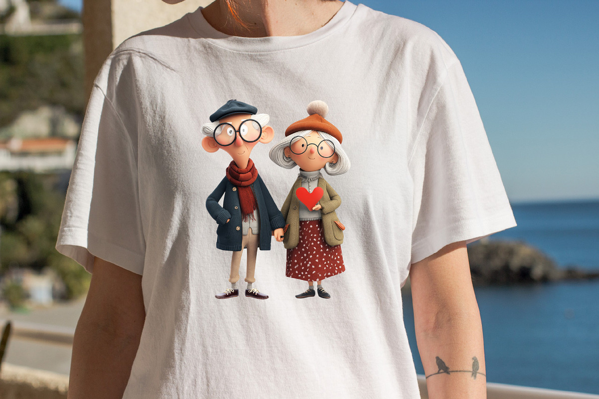 Quirky Valentine Old Couple Clipart, an Illustration by SVGArt (Photo 2 of 8)