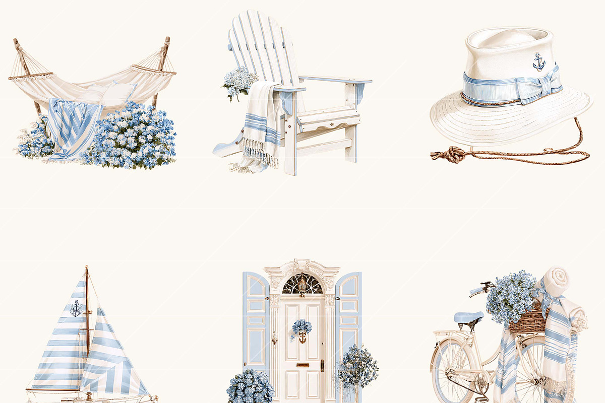 Coastal Lake Nautical Clipart Bundle, an Object Illustration by BusyDaydesign (Photo 2 of 9)