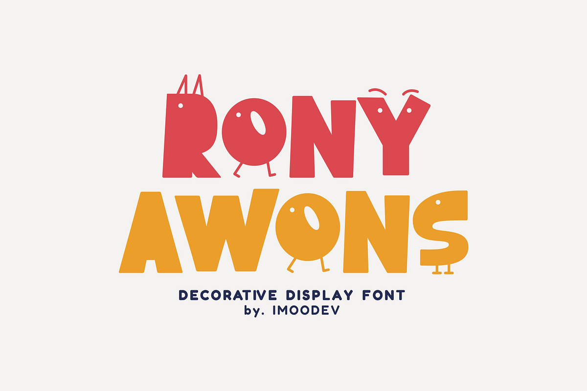 Rony Awons - Funny Font, a Sans Serif Font by Imoodev (Photo 1 of 5)