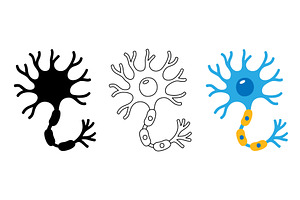 Neurons set in three visual styles, an Illustration by GraphiShop