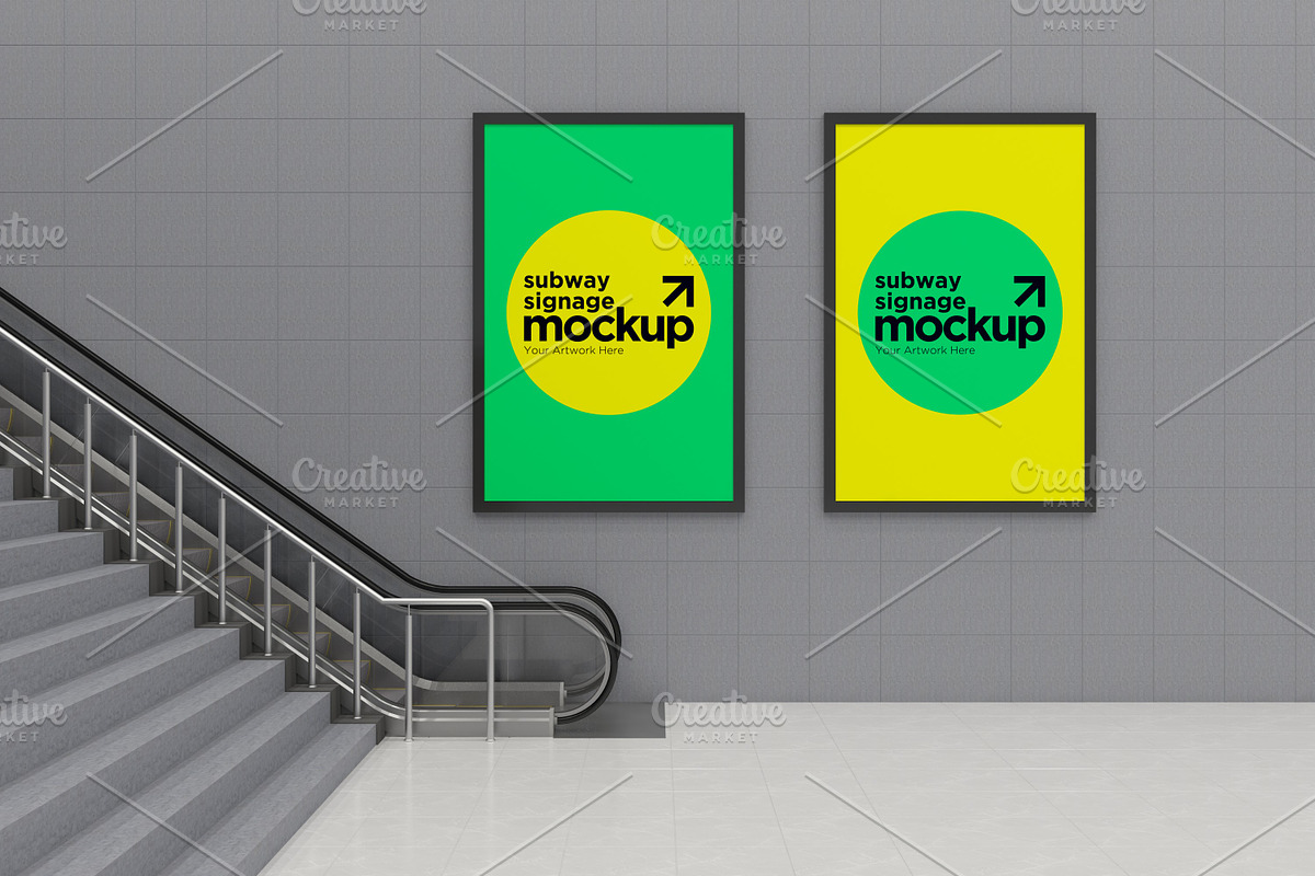 Subway Two Signage Mockup, an Advertising Mockup by shahsoft