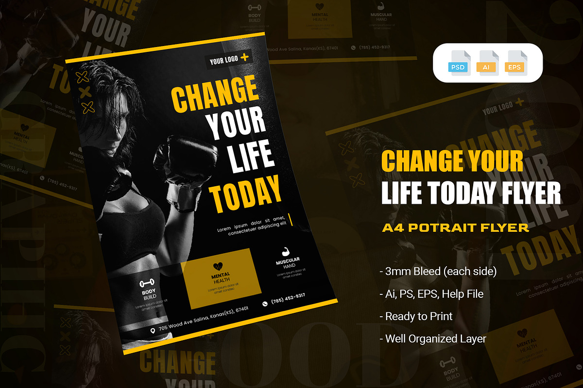 Change Your Life Today Flyer, a Flyer Template by AQR Studio (Photo 1 of 2)