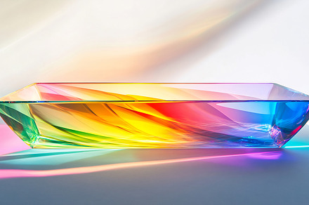 Colorful glass bowl reflecting light, a Photo by Beautiful things