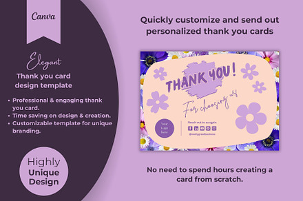 Thank you card template canva, a Card Template by DesignArts