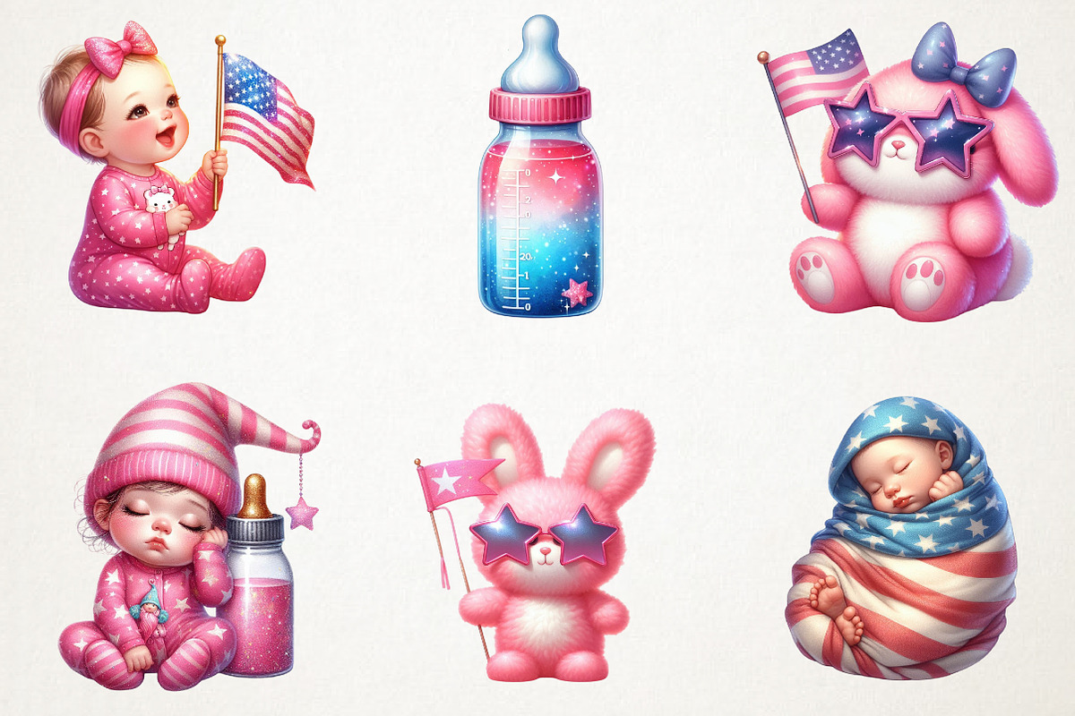 4th of July Pink Baby Nursery PNG, an Illustration by RobertsArt (Photo 7 of 7)