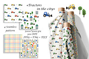 Kids Tractor Seamless Pattern Set, a Pattern Graphic by Oksana Dovhopol Art (Thumbnail 1 of 11)
