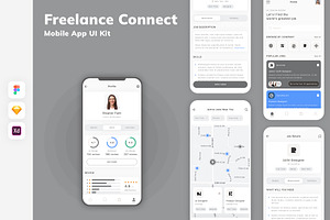 Freelance Connect Mobile App UI Kit, an UI Kit Template by uicube