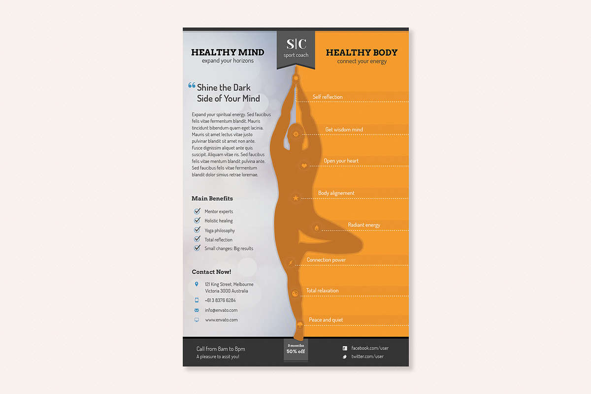 Sport Coach and Train Flyer Yoga Ver, a Flyer Template by Sargatal (Photo 4 of 5)