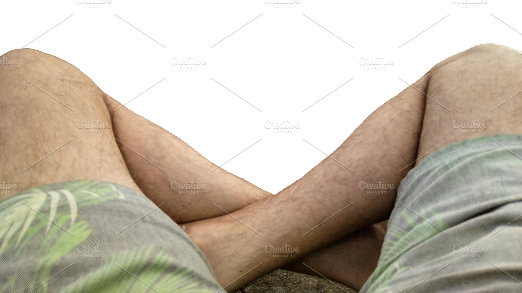Person sitting with legs visible and shorts isolated photo, a Person Photo by DanFLCreativo