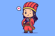 Cute King Japan Holding Fan Cartoon, a Person Illustration by Catalyst Labs (Thumbnail 1 of 3)
