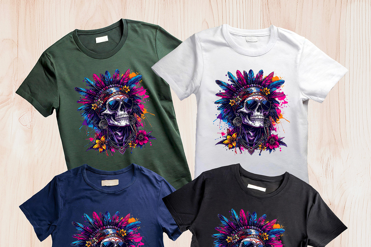 Skull wearing feathered headdress, a Person Illustration by yod67 (Photo 10 of 10)