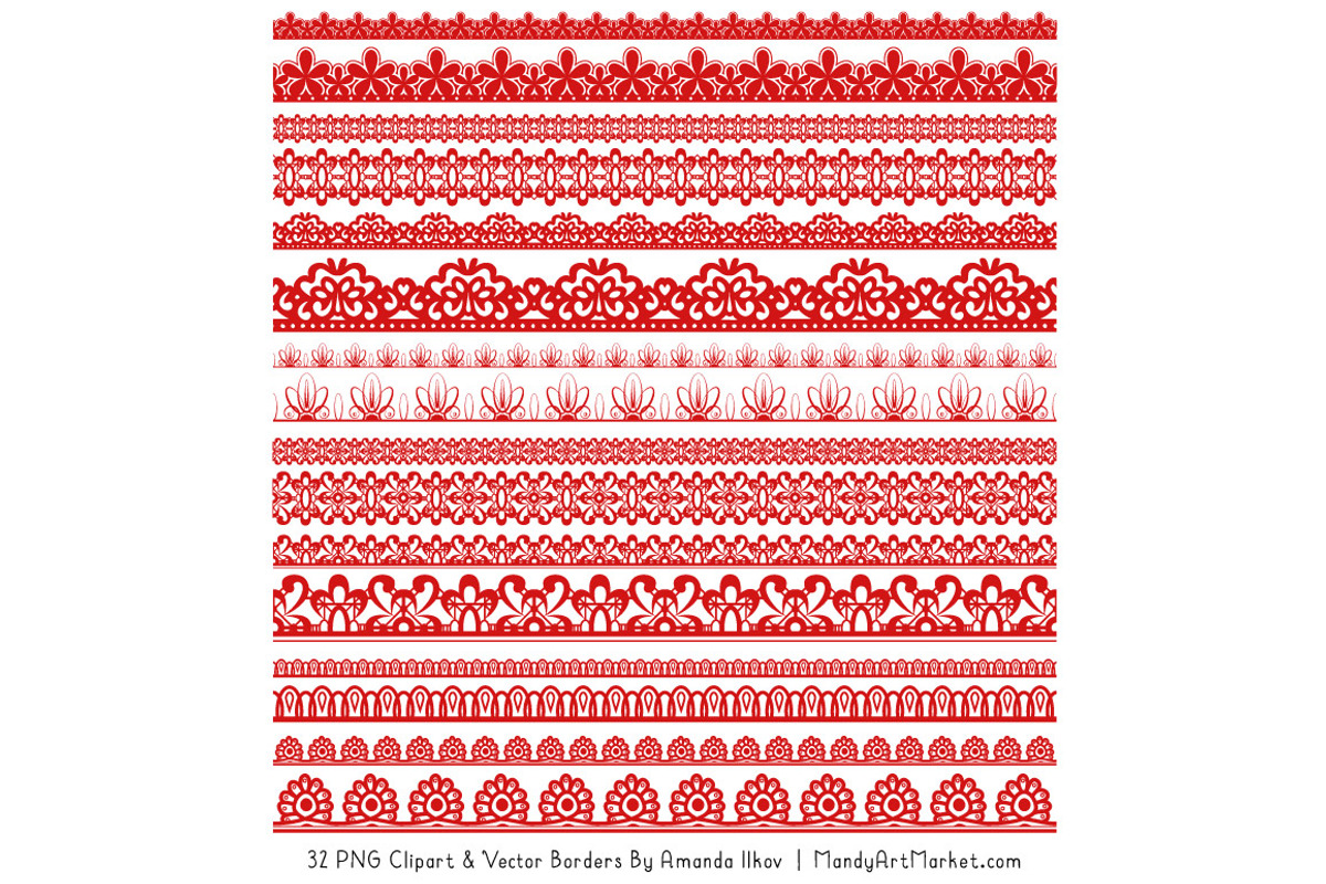 Red Lace Clipart Borders, an Illustration by Amanda Ilkov (Photo 3 of 5)